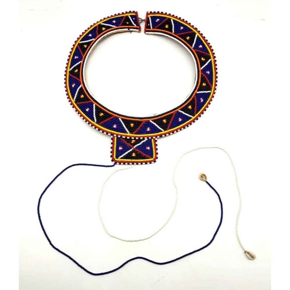 Vintage African Maasai Kenya Hand Made Beaded Necklace Warrior Marriage Social